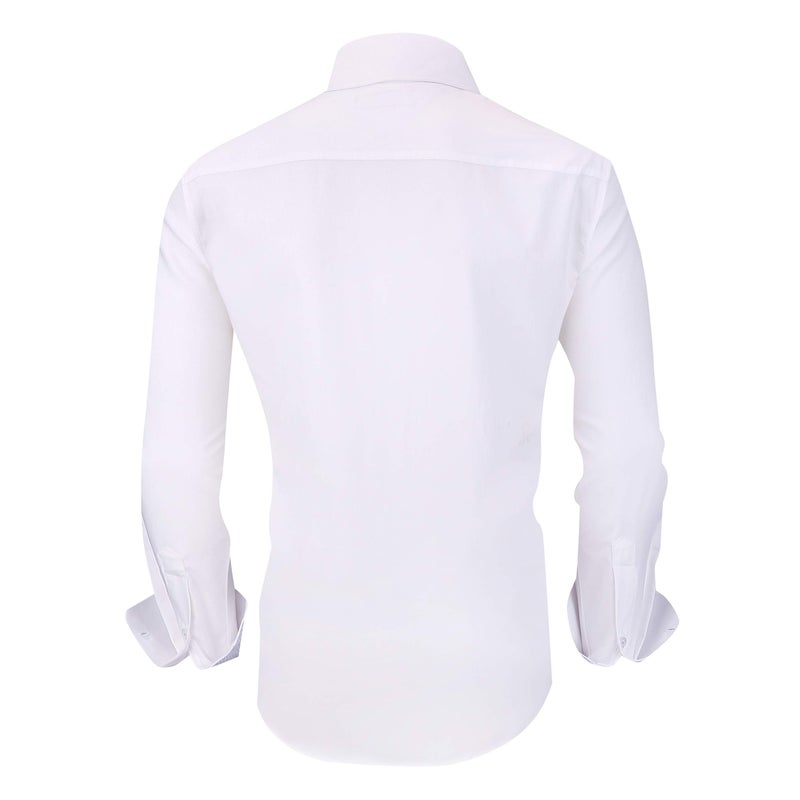 Alex Vando Mens Rayon Dress Shirts Wrinkle Free Regular Fit Stretch Button Down Shirt,White,XL - Image 2